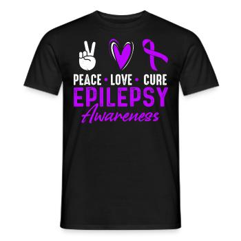 Peace Love Cure Epilepsy Awareness Month Purple - Men's T-Shirt - black - Front - AI Model Male 178 light (178cm)