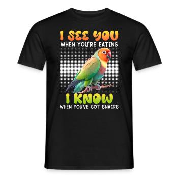 Lovebirds I see you Lovebirds Bird Ownership - Men's T-Shirt - black - Front - AI Model Male 178 light (178cm)