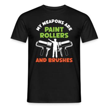 Les armes de peintre sont des rouleaux de peinture Vernisseur peinture - T-shirt homme - noir - Devant - AI Model Male 178 light (178cm)