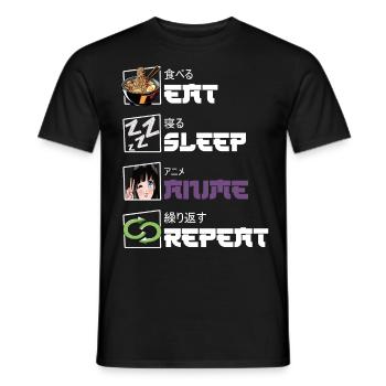 Eat Sleep Anime Repeat - Men's T-Shirt - black - Front - AI Model Male 178 light (178cm)