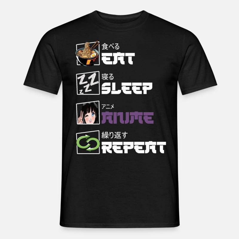Eat Sleep Anime Repeat - Männer T-Shirt - Schwarz