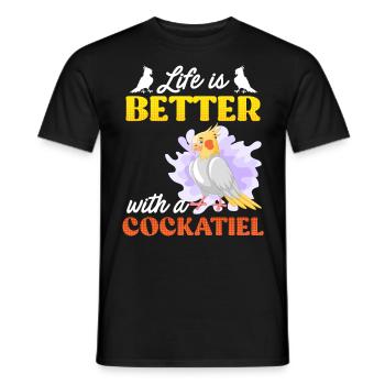 La vie est meilleure avec un Cockatiel Vogelfreund - T-shirt homme - noir - Devant - AI Model Male 178 light (178cm)