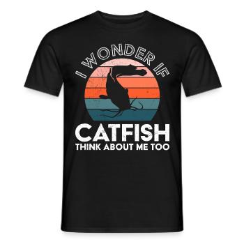 Fischjagd Wonder if Catfish think about me Angeln - Männer T-Shirt - Schwarz - Vorne - AI Model Male 178 light (178cm)
