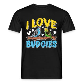 Budgie Fan J’adore les perruches de Budgies - T-shirt homme - noir - Devant - AI Model Male 178 light (178cm)