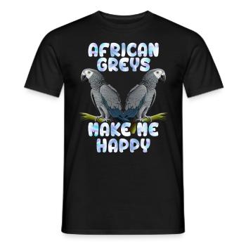 Les gris africains font de moi un fan heureux de perroquets - T-shirt homme - noir - Devant - AI Model Male 178 light (178cm)
