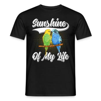 Le soleil de ma vie Les amoureux des oiseaux perruches - T-shirt homme - noir - Devant - AI Model Male 178 light (178cm)