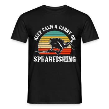 Keep calm and Carry on Spearfishing Fischjagd - Männer T-Shirt - Schwarz - Vorne - AI Model Male 178 light (178cm)