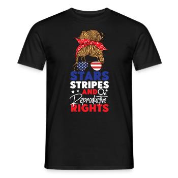 Étoiles féministes du drapeau américain - T-shirt homme - noir - Devant - AI Model Male 178 light (178cm)