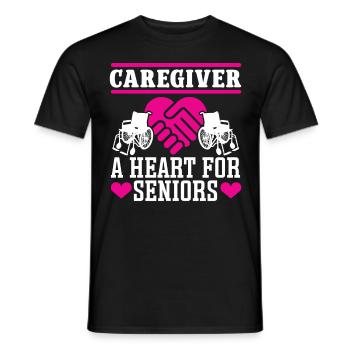 Altenpfleger Caregiver Heart For Seniors Pfleger - Männer T-Shirt - Schwarz - Vorne - AI Model Male 178 light (178cm)