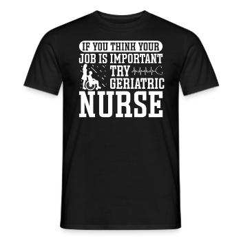 Infirmière en soins infirmiers gériatriques - T-shirt homme - noir - Devant - AI Model Male 178 light (178cm)