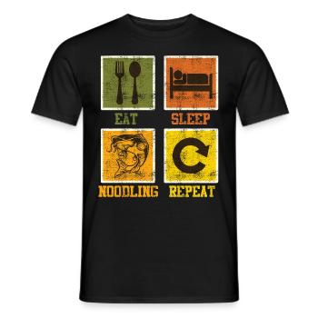 Waller Angeln Eat Sleep Noodling Repeat - Männer T-Shirt - Schwarz - Vorne - AI Model Male 178 light (178cm)