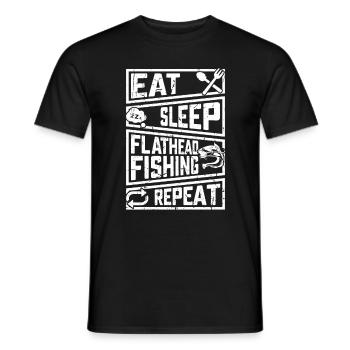 Nourriture Sommeil Pêche à tête plate Pêche répétée - T-shirt homme - noir - Devant - AI Model Male 178 light (178cm)