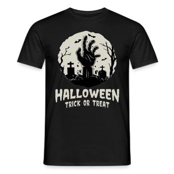 Halloween Trick Or Treat Zombiehand auf Friedhof - Männer T-Shirt - Schwarz - Vorne - AI Model Male 178 light (178cm)