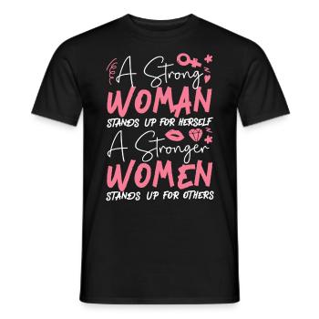 Feminist A Strong Woman Stands Up - Männer T-Shirt - Schwarz - Vorne - AI Model Male 178 light (178cm)