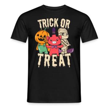 Trick or Treat Halloween Mumie Teufel und Kürbis - Männer T-Shirt - Schwarz - Vorne - AI Model Male 178 light (178cm)
