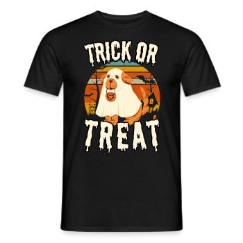 Trick or Treat Halloween chien avec déguisement - T-shirt homme - noir - Devant - AI Model Male 178 light (178cm)