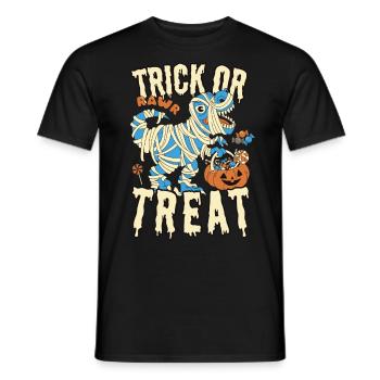 Trick or Treat T-Rex Mummy Disguise with Pumpkin - Men's T-Shirt - black - Front - AI Model Male 178 light (178cm)