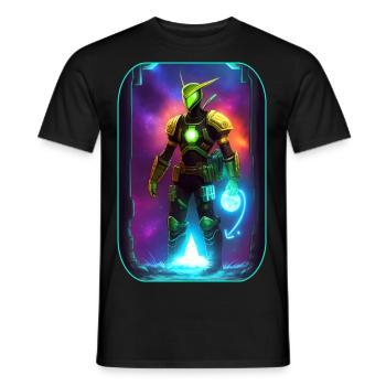 Dessin animé de science-fiction avec Astranaut - T-shirt homme - noir - Devant - AI Model Male 178 light (178cm)