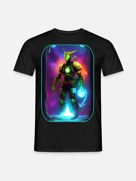 Sciencefiction Cartoon mit Astranaut - Männer T-Shirt - Schwarz