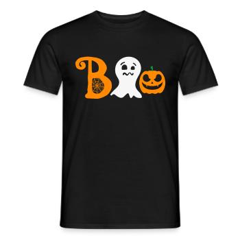 Lustiges Halloween "Boo" mit Kürbis und Gespenst - Männer T-Shirt - Schwarz - Vorne - AI Model Male 178 light (178cm)