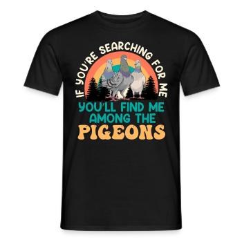 Si vous me cherchez, je suis avec des pigeons - T-shirt homme - noir - Devant - AI Model Male 178 light (178cm)