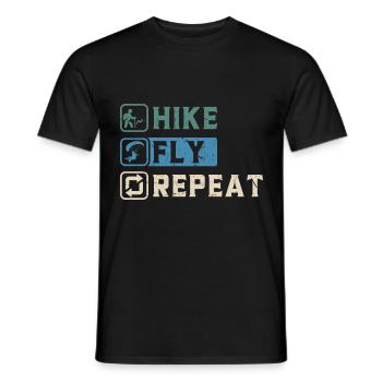 Hike Fly Repeat Mountaineering Paragliding - Men's T-Shirt - black - Front - AI Model Male 178 light (178cm)