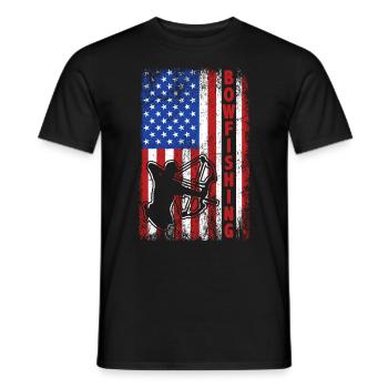 Bogenfischen USA Amerika Flagge Bogenjäger - Männer T-Shirt - Schwarz - Vorne - AI Model Male 178 light (178cm)