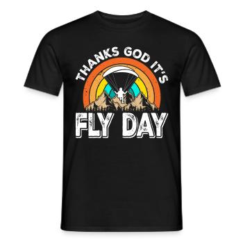 Paragliding Thanks God it's Fly Day Mountaineering - Men's T-Shirt - black - Front - AI Model Male 178 light (178cm)