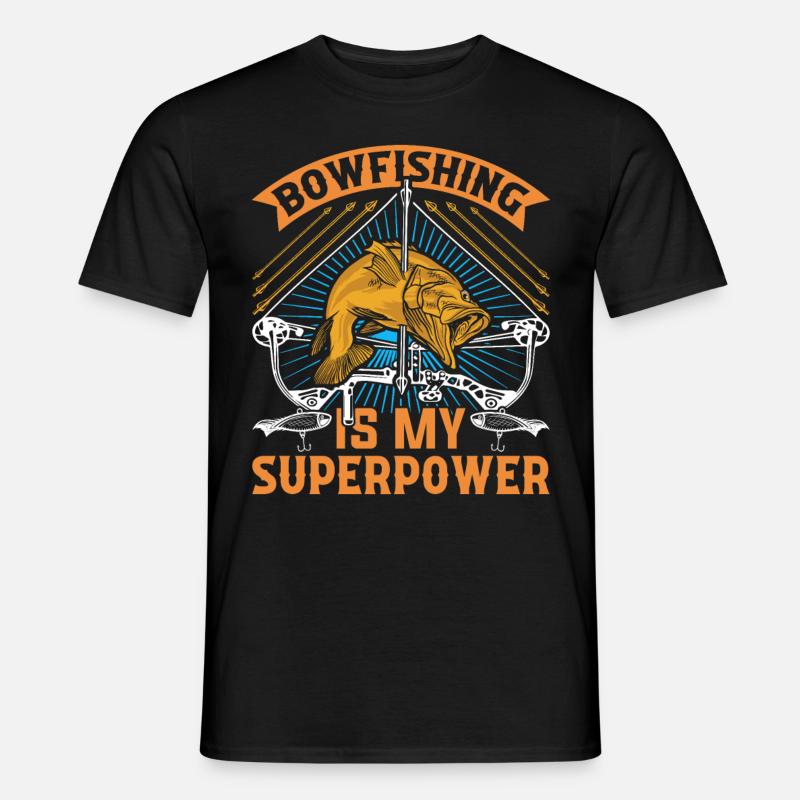 Bogenfischen Bowfishing is my Superpower - Männer T-Shirt - Schwarz