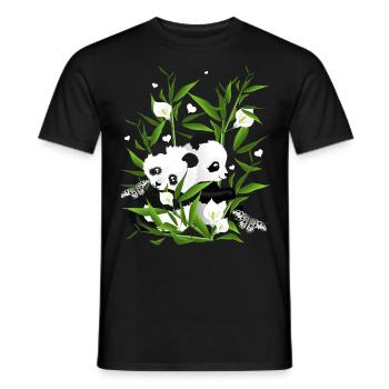 Pandababys im Bambusfeld - Männer T-Shirt - Schwarz - Vorne - AI Model Male 178 light (178cm)