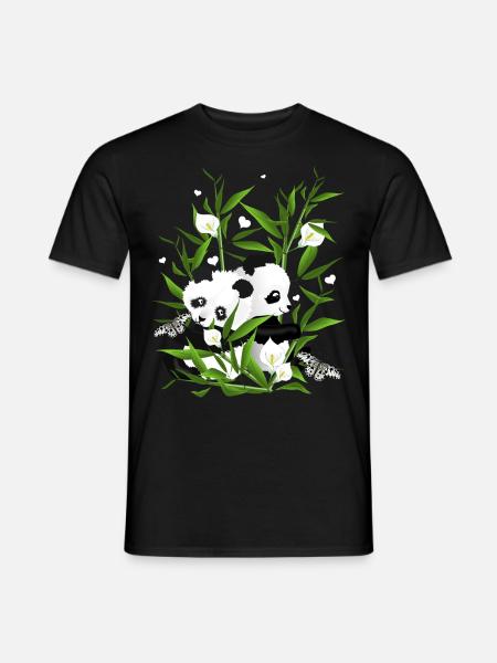 Pandababys im Bambusfeld - Männer T-Shirt - Schwarz