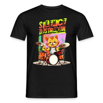 Drums Drums Silence Destroyer Cat Funny - T-shirt homme - noir - Devant - AI Model Male 178 light (178cm)