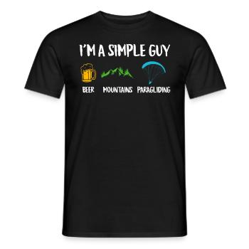 Paragliding Shirt I ́m a Simple Guy Bergsport - Men's T-Shirt - black - Front - AI Model Male 178 light (178cm)