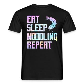 Poisson à tête plate manger dormir noodling Répéter le poisson-chat - T-shirt homme - noir - Devant - AI Model Male 178 light (178cm)