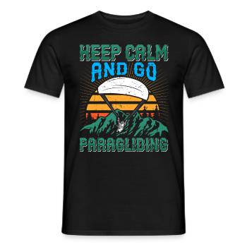 Gleitschirmfliegen Keep Calm Go Paragliding - Men's T-Shirt - black - Front - AI Model Male 178 light (178cm)