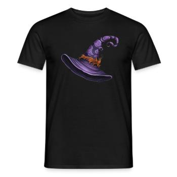 Purple witch hat magical Halloween accessory - Men's T-Shirt - black - Front - AI Model Male 178 light (178cm)