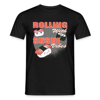 Sushi Vibes Rolling japanese Foodie love - Men's T-Shirt - black - Front - AI Model Male 178 light (178cm)