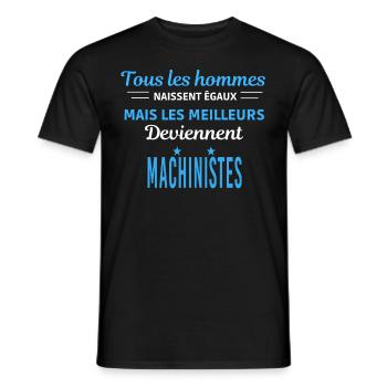 tous les hommes naissent égaux Machinistes - T-shirt homme - noir - Devant - AI Model Male 178 light (178cm)