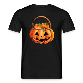 Scary pumpkin with candy for Halloween - Men's T-Shirt - black - Front - AI Model Male 178 light (178cm)
