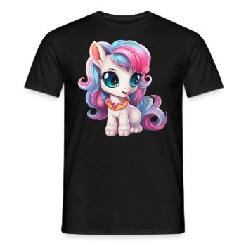 small pony in blue pink - Men's T-Shirt - black - Front - AI Model Male 178 light (178cm)