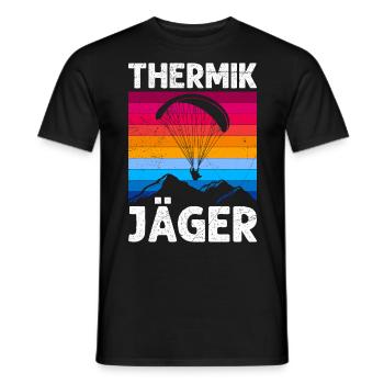 Thermik Jäger Gleitschirmflieger Pilot - Männer T-Shirt - Schwarz - Vorne - AI Model Male 178 light (178cm)