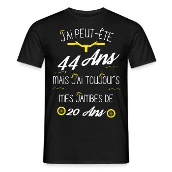 j'ai des jambes de 20 ans anniversaire 44 ans - T-shirt homme - noir - Devant - AI Model Male 178 light (178cm)