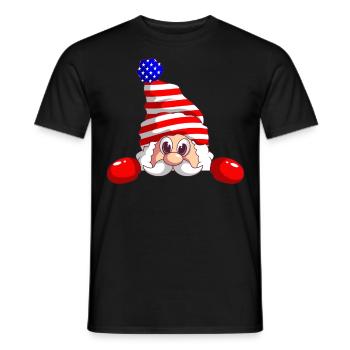 Père Noël avec drapeau des États-Unis Joyeux Noël - T-shirt homme - noir - Devant - AI Model Male 178 light (178cm)