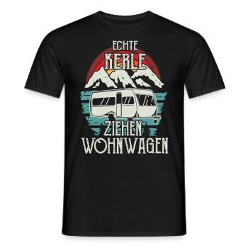 Camping Echte Kerle Ziehen Wohnwagen Wohnmobil - Männer T-Shirt - Schwarz - Vorne - AI Model Male 178 light (178cm)
