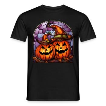 Halloween Stained Glass Stained Glass - Men's T-Shirt - black - Front - AI Model Male 178 light (178cm)