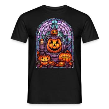 Halloween Stained Glass Stained Glass - Men's T-Shirt - black - Front - AI Model Male 178 light (178cm)