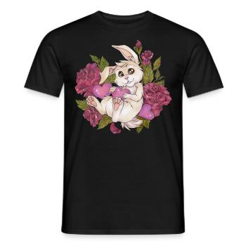 Niedlicher Hase Kaninchen mit Rosen Liebe Herz - Männer T-Shirt - Schwarz - Vorne - AI Model Male 178 light (178cm)