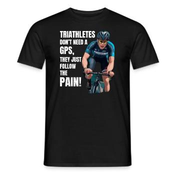 Schwimmen, Radfahren, Laufen, Triathlon, Triathlet, Leichtathletik - Männer T-Shirt - Schwarz - Vorne - AI Model Male 178 light (178cm)