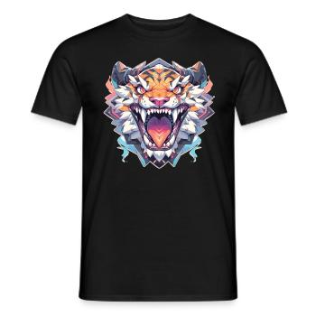 Tiger Tigerkopf Tigerbaby Raubkatze Safari - Männer T-Shirt - Schwarz - Vorne - AI Model Male 178 light (178cm)