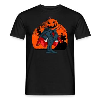 Vampire Pumpkin Head Pumpkin Lantern Halloween - T-shirt homme - noir - Devant - AI Model Male 178 light (178cm)